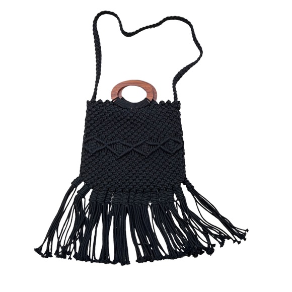 Macrame Danielle Nicole Handbag Black Woven Purse - Picture 10 of 15